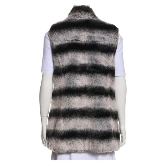 Rachel Zoe Faux Fur Striped Vest - Size Large - Vintage Inspired WC30 - Picture 4 of 9